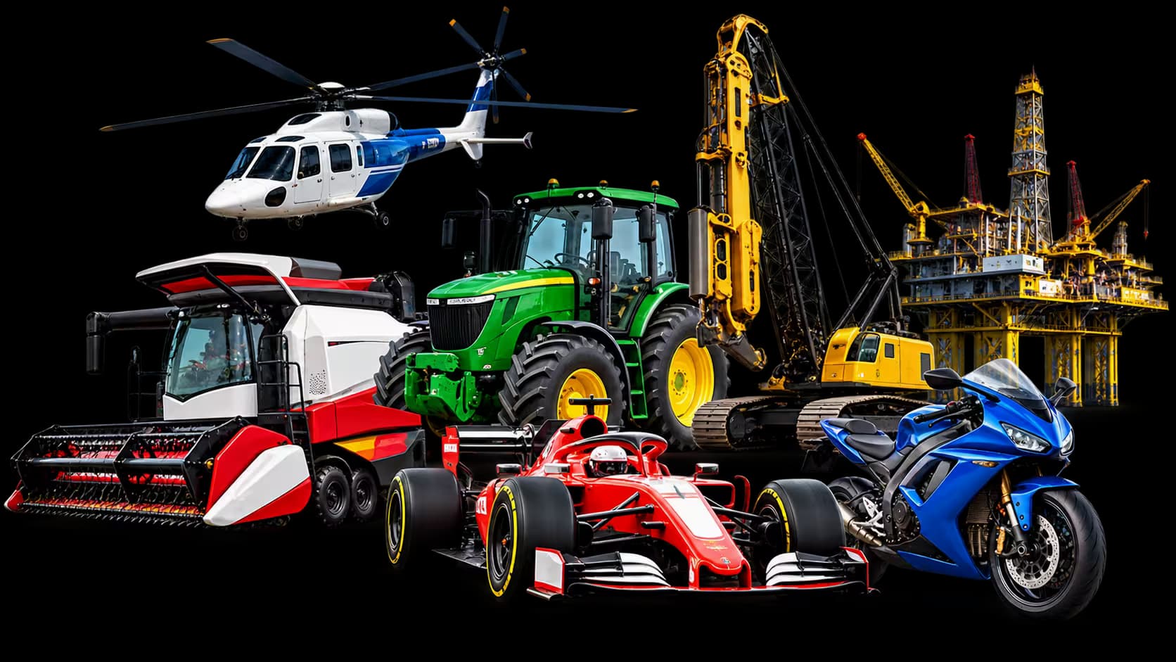 Various industrial and transport vehicles